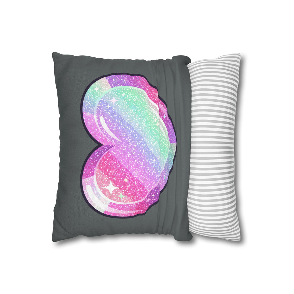 Pastel Glitter Heart Pillowcase Spun Polyester Square Pillowcase- Dark Grey