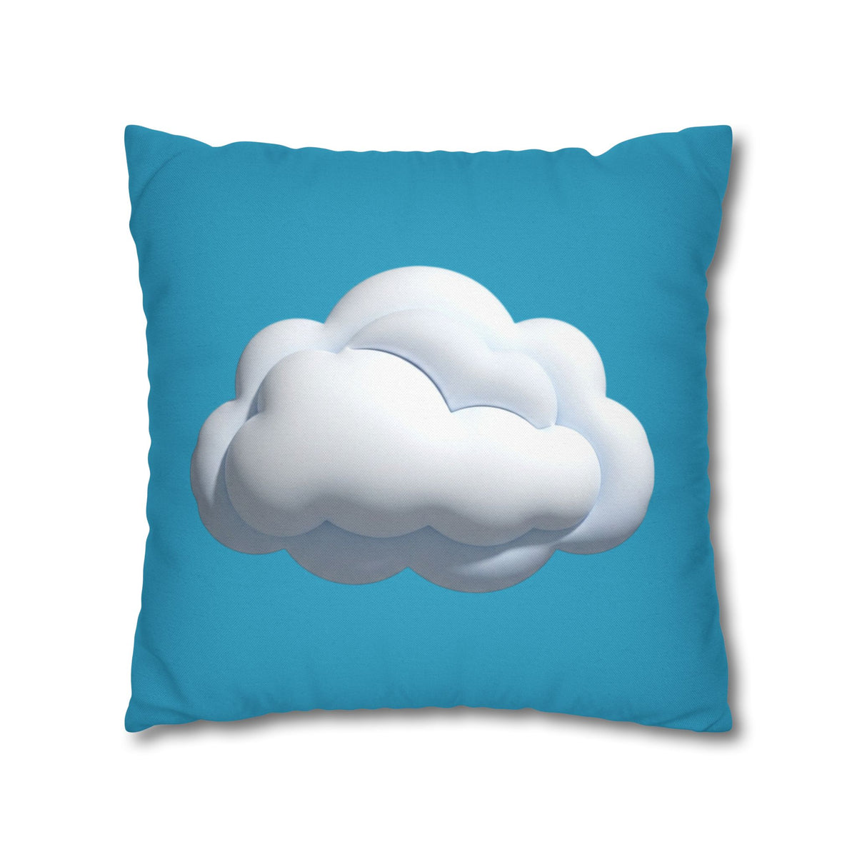 Cloud Print Turquoise Pillowcase – Cute White Cloud on Blue Decorative Throw Pillow Cover