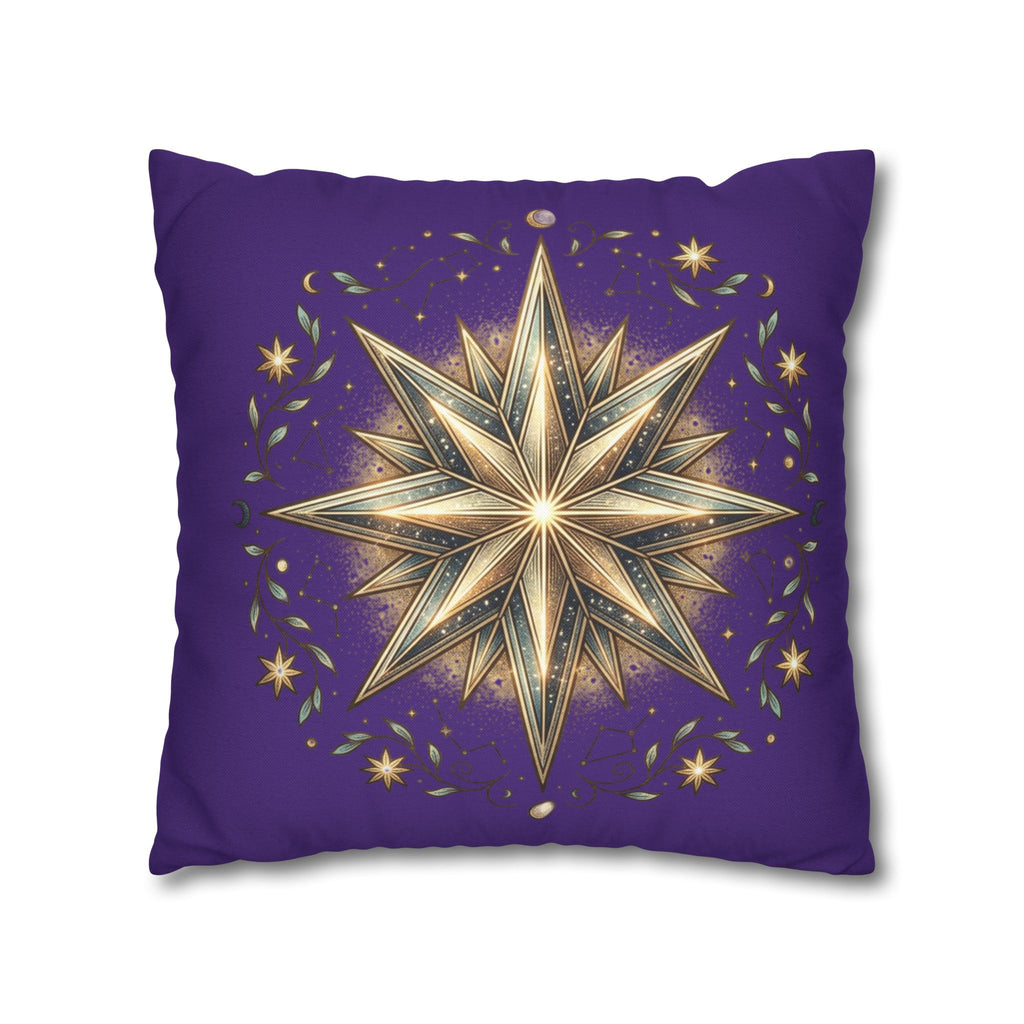 Star Print Dark Purple Spun Polyester Square Pillowcase