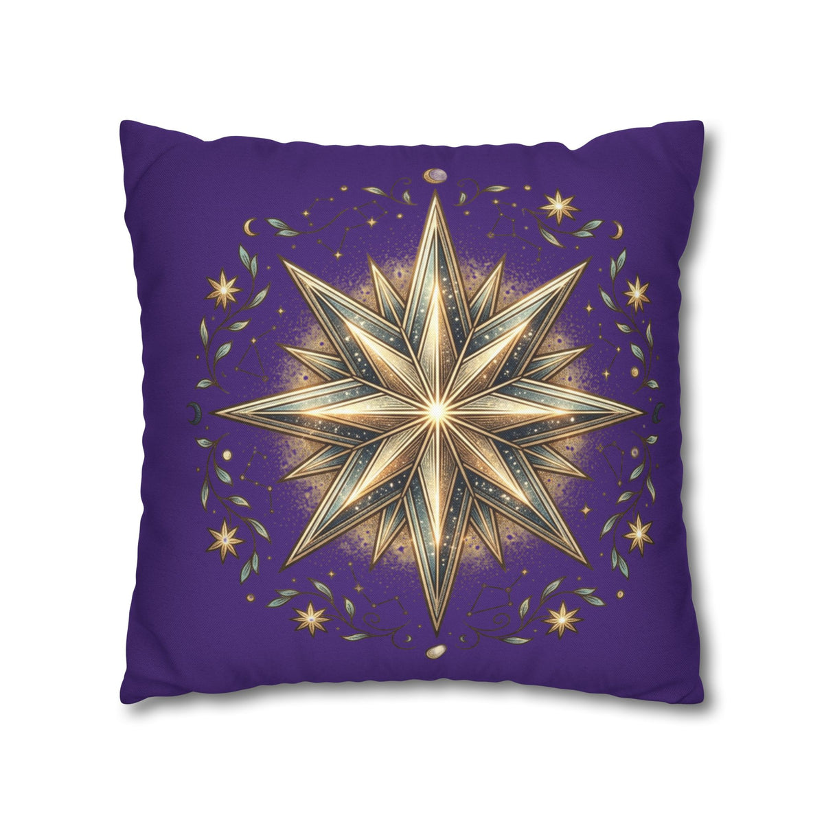 Star Print Dark Purple Spun Polyester Square Pillowcase