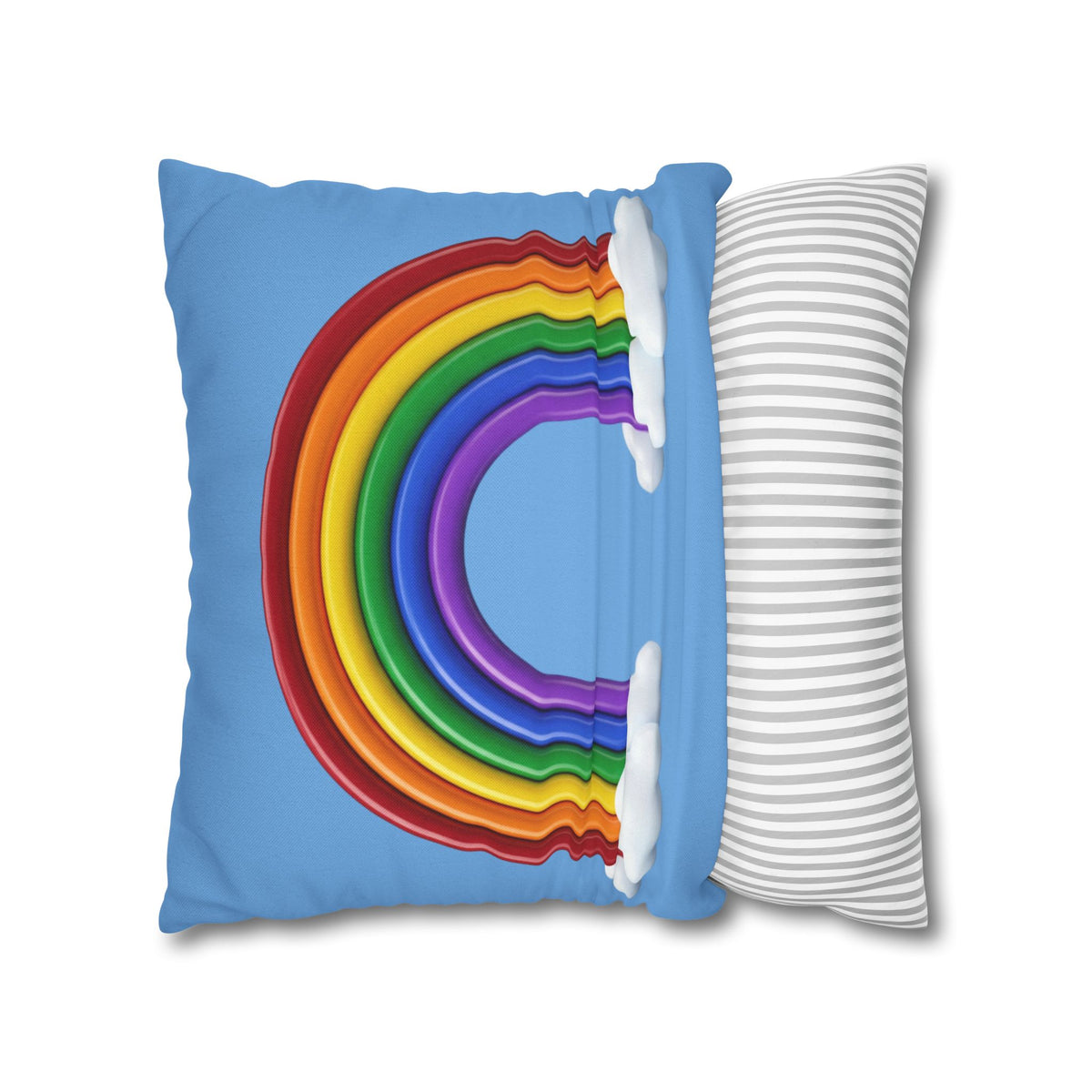 Rainbow Light Blue Spun Polyester Square Pillowcase