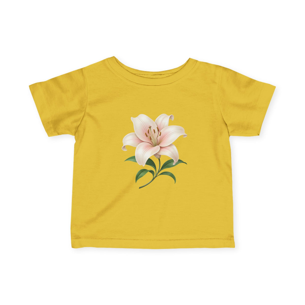 Infant Tee with Soft Pink Lily Floral Print — Baby Girl Spring Outfit