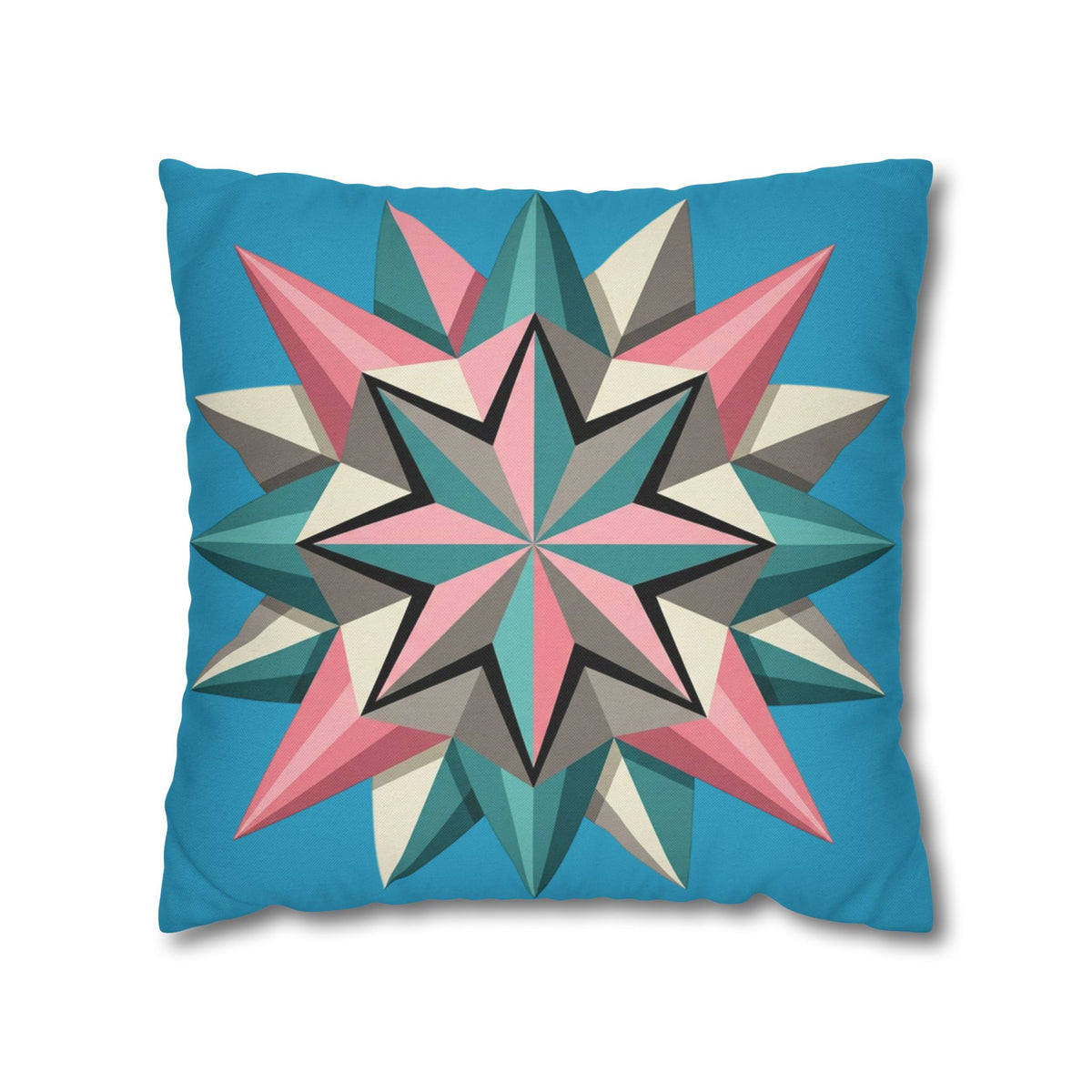 Geometric Starburst Decorative Pillowcase — Turquoise Pink Accent Cushion Cover
