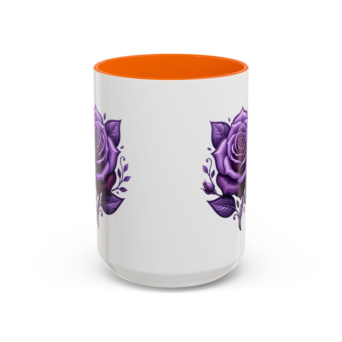Purple Rose Accent Coffee Mug — Floral Gothic Tea Cup for Women & Gifts