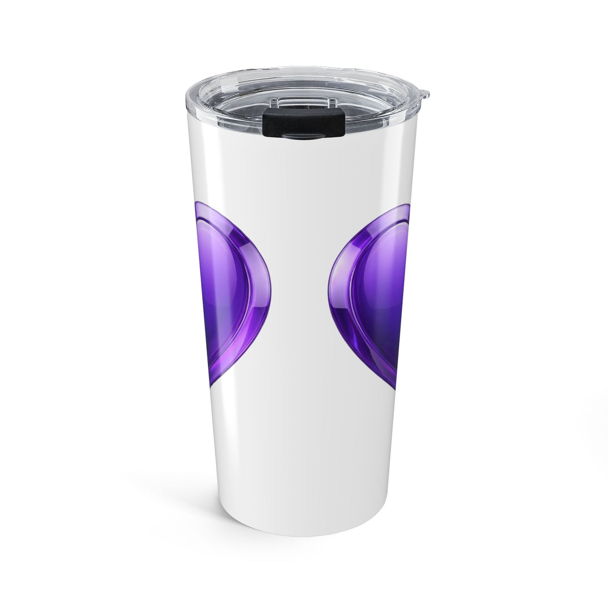 20oz Purple Heart Tumbler — Insulated Travel Cup- White