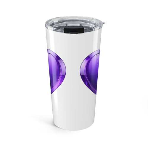 20oz Purple Heart Tumbler — Insulated Travel Cup- White