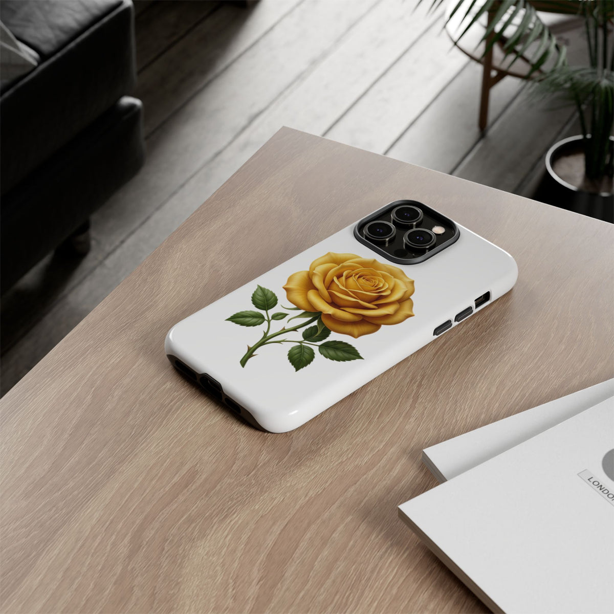 Yellow Rose Phone Case — Vintage Floral Tough Protective Cover