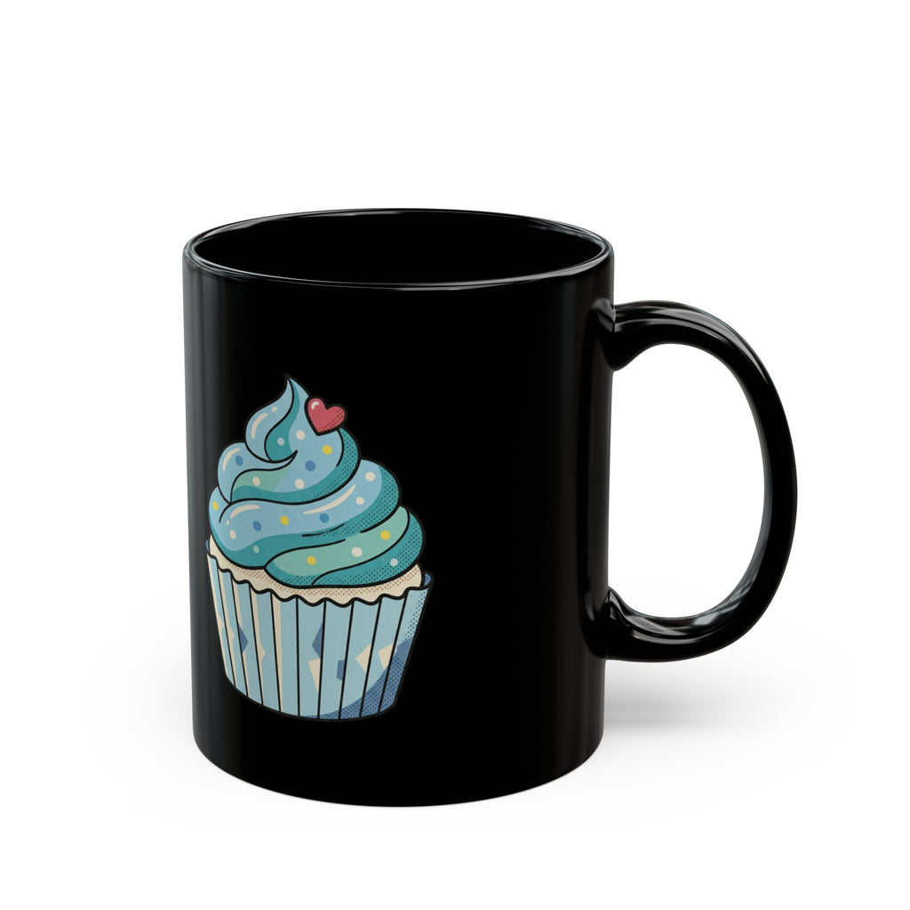 Blue Frosting Cupcake Black Mug (11oz, 15oz)