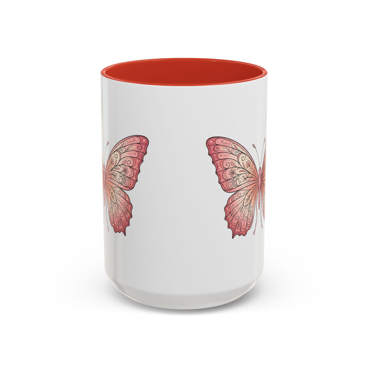 Pink Watercolor Butterfly Accent Coffee Mug — Floral Boho Tea & Coffee Cup (11/15oz)