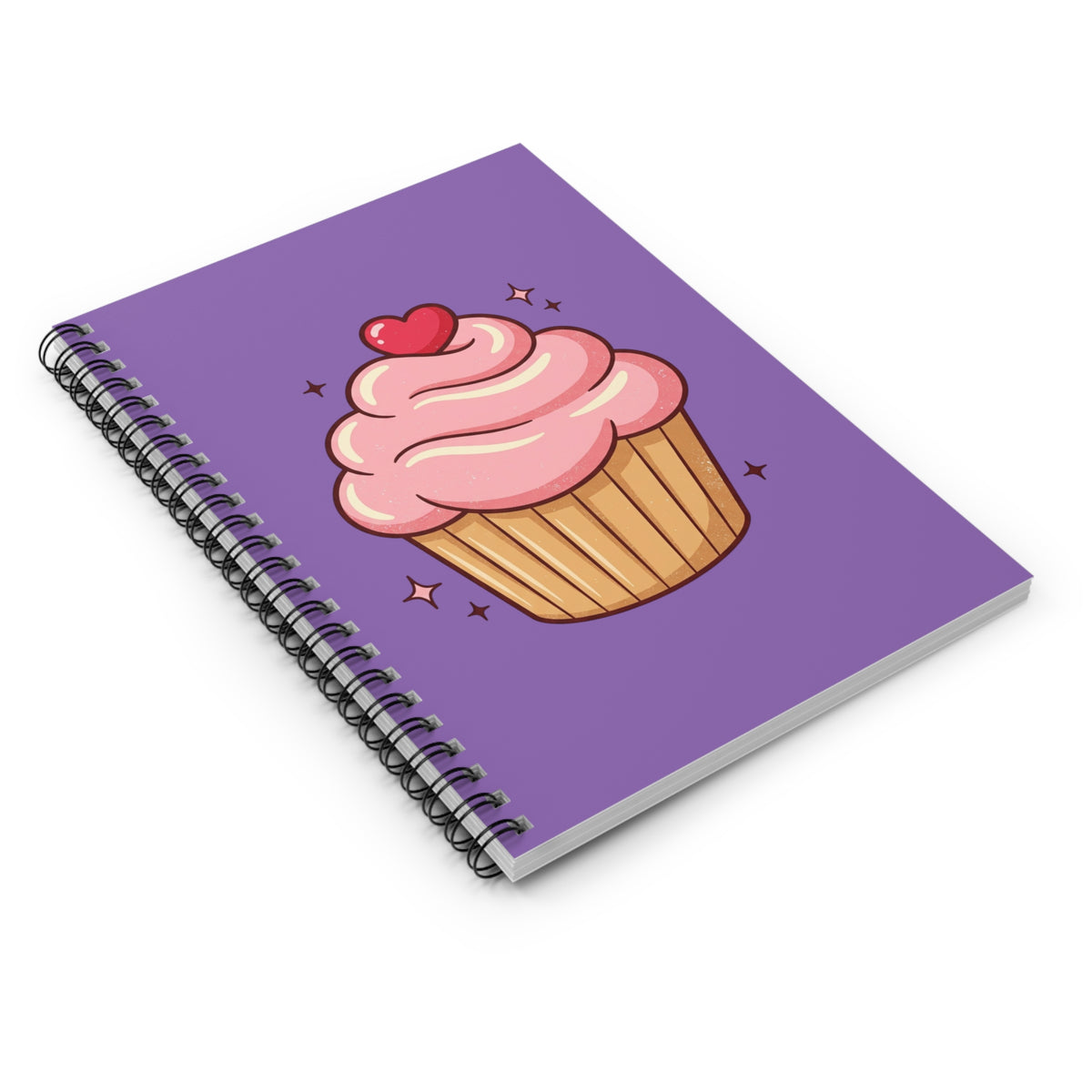 Pink Cupcake Spiral Notebook - Ruled Line- Light Purple