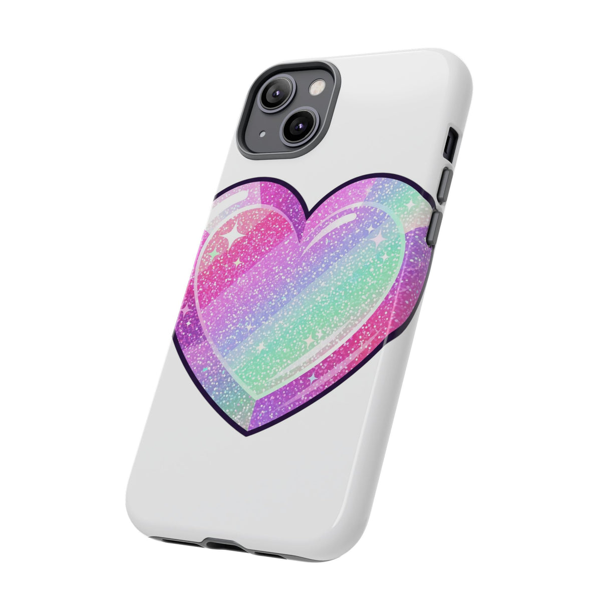 Pastel Glitter Heart Tough Phone Case — Cute Protective Phone Cover