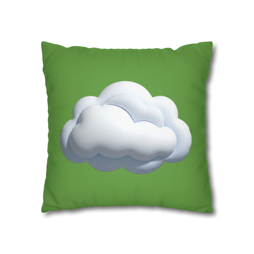 Green Cloud Decorative Pillowcase — Soft White Cloud Accent Cushion Cover