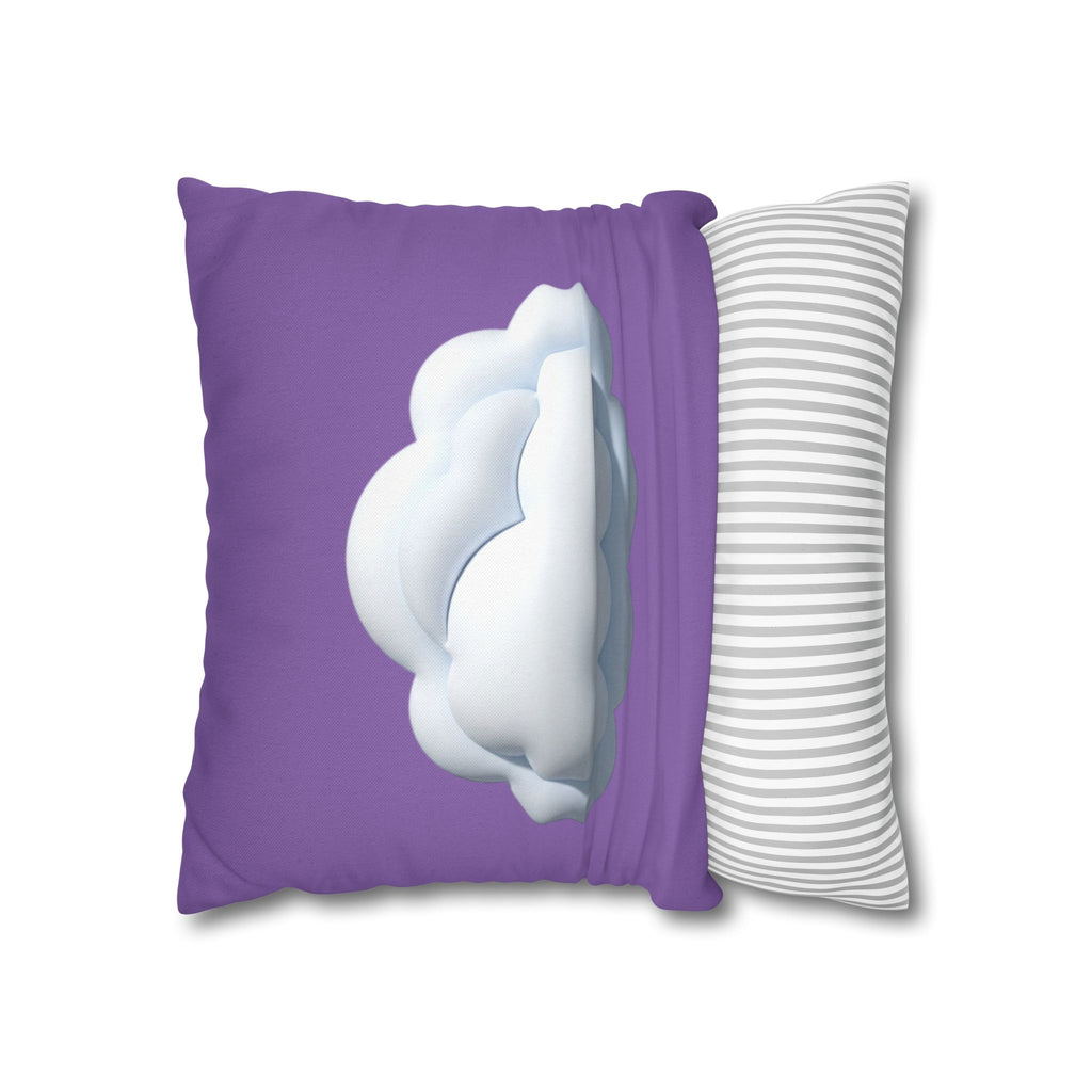 Cloud Graphic Pillowcase — Light Purple Decorative Square Throw Pillow