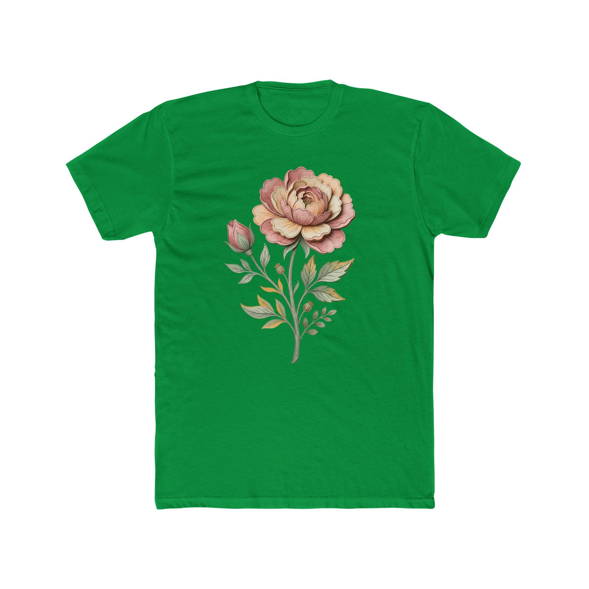 Floral Rose Crew Tee — Vintage Watercolor Peony T-Shirt