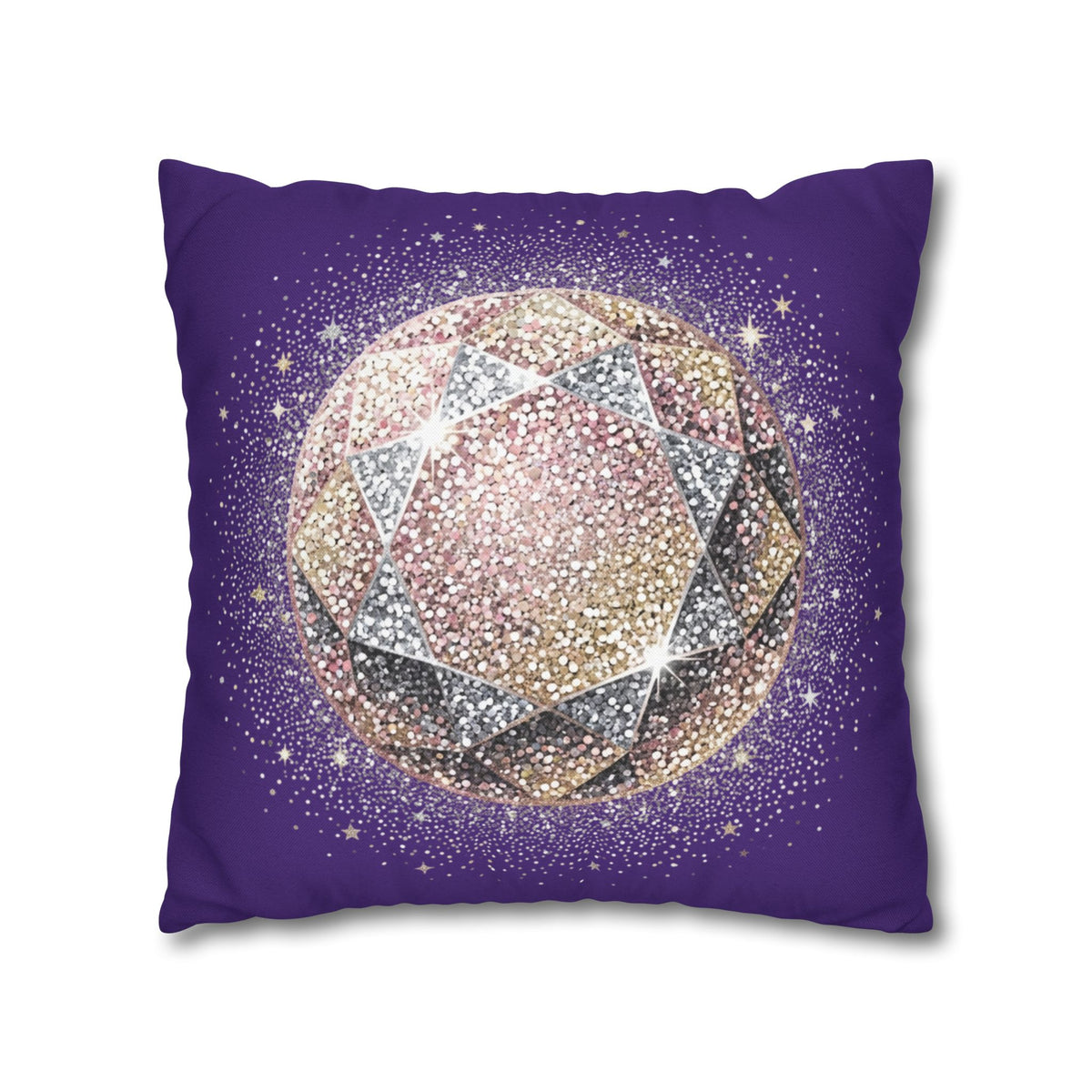 Glittery Dark Purple Spun Polyester Square Pillowcase