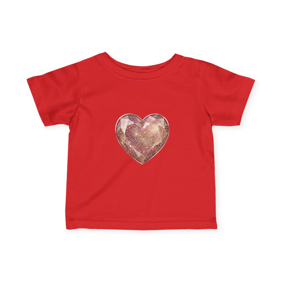 Infant Tee — Rose Gold Glitter Heart Baby T‑Shirt