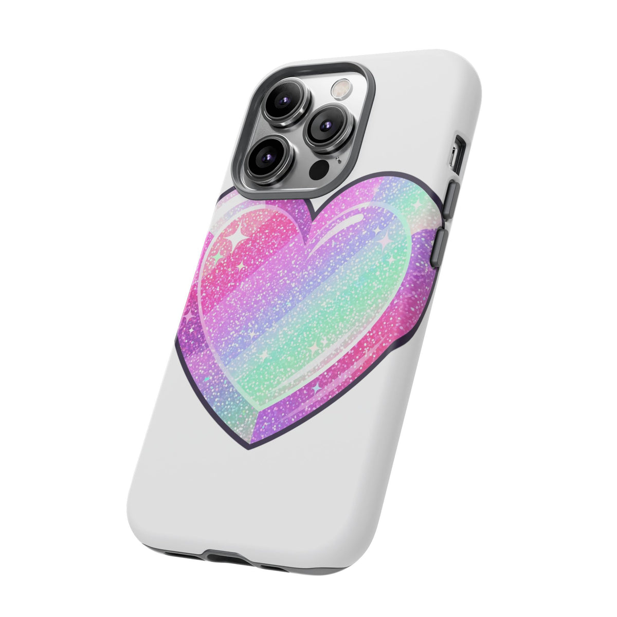 Pastel Glitter Heart Tough Phone Case — Cute Protective Phone Cover