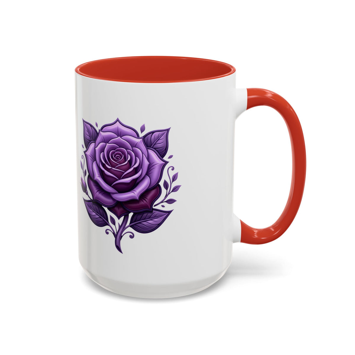 Purple Rose Accent Coffee Mug — Floral Gothic Tea Cup for Women & Gifts