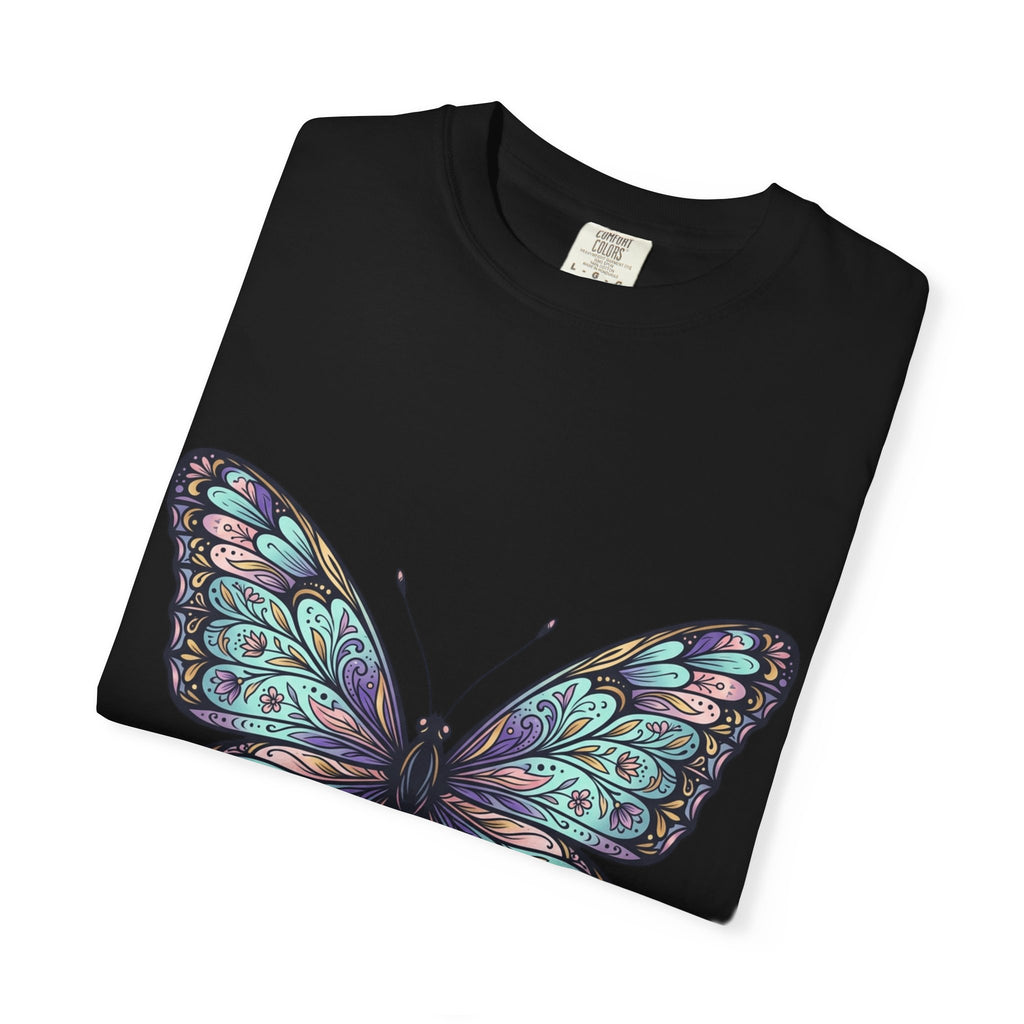 Butterfly Art T‑Shirt — Blue Purple Ornamental Butterfly Graphic Tee