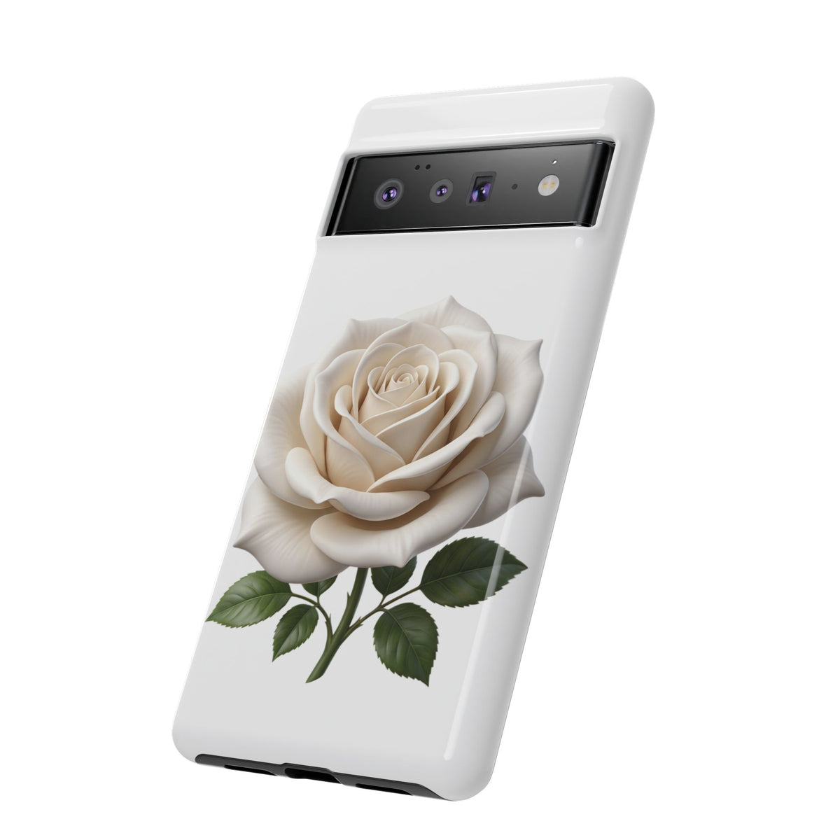 White Rose Tough Phone Case – Elegant Floral Protective Cover