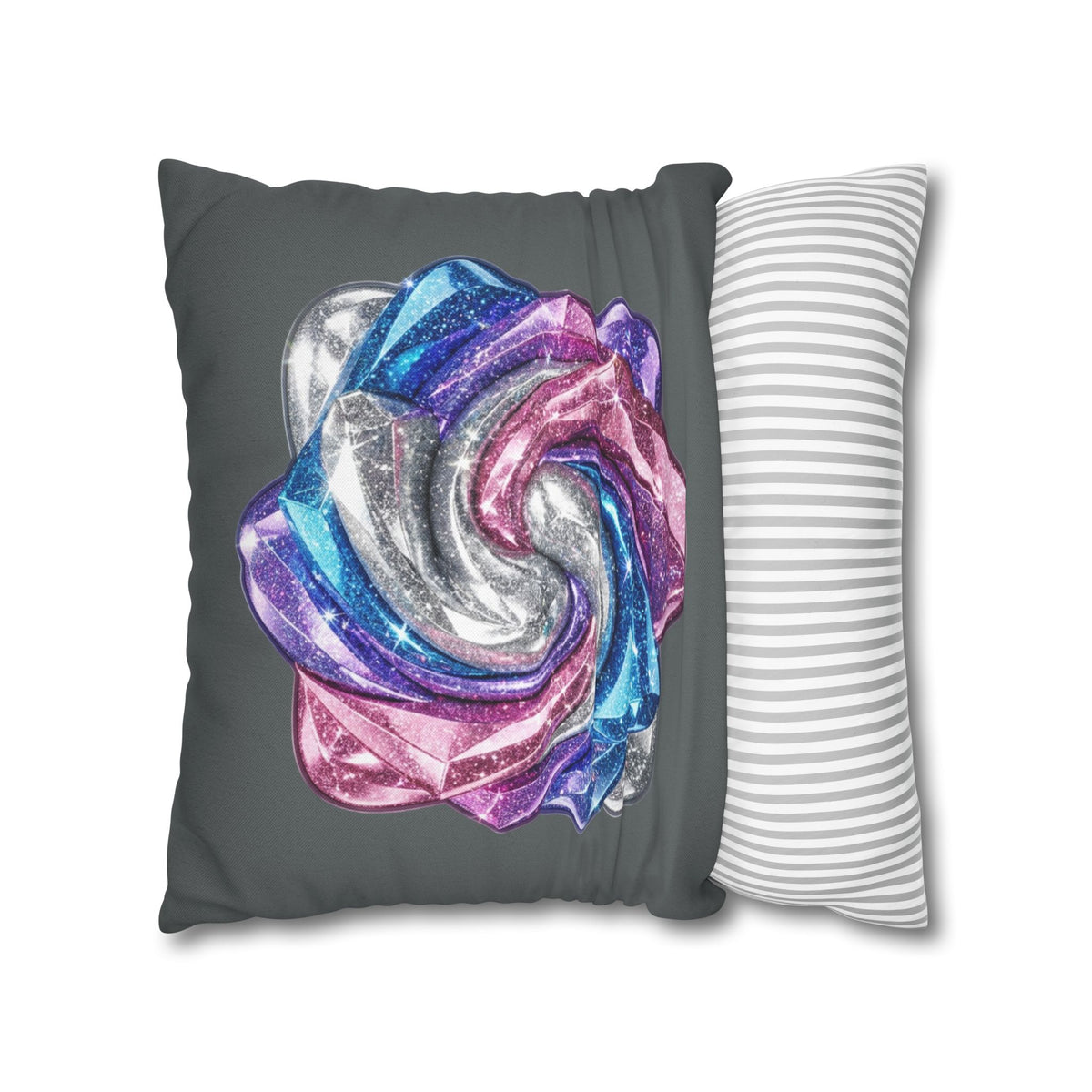 3D Glitter Design Dark Grey Spun Polyester Square Pillowcase