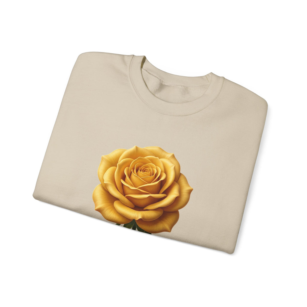 Yellow Rose Crewneck Sweatshirt — Vintage Floral Graphic