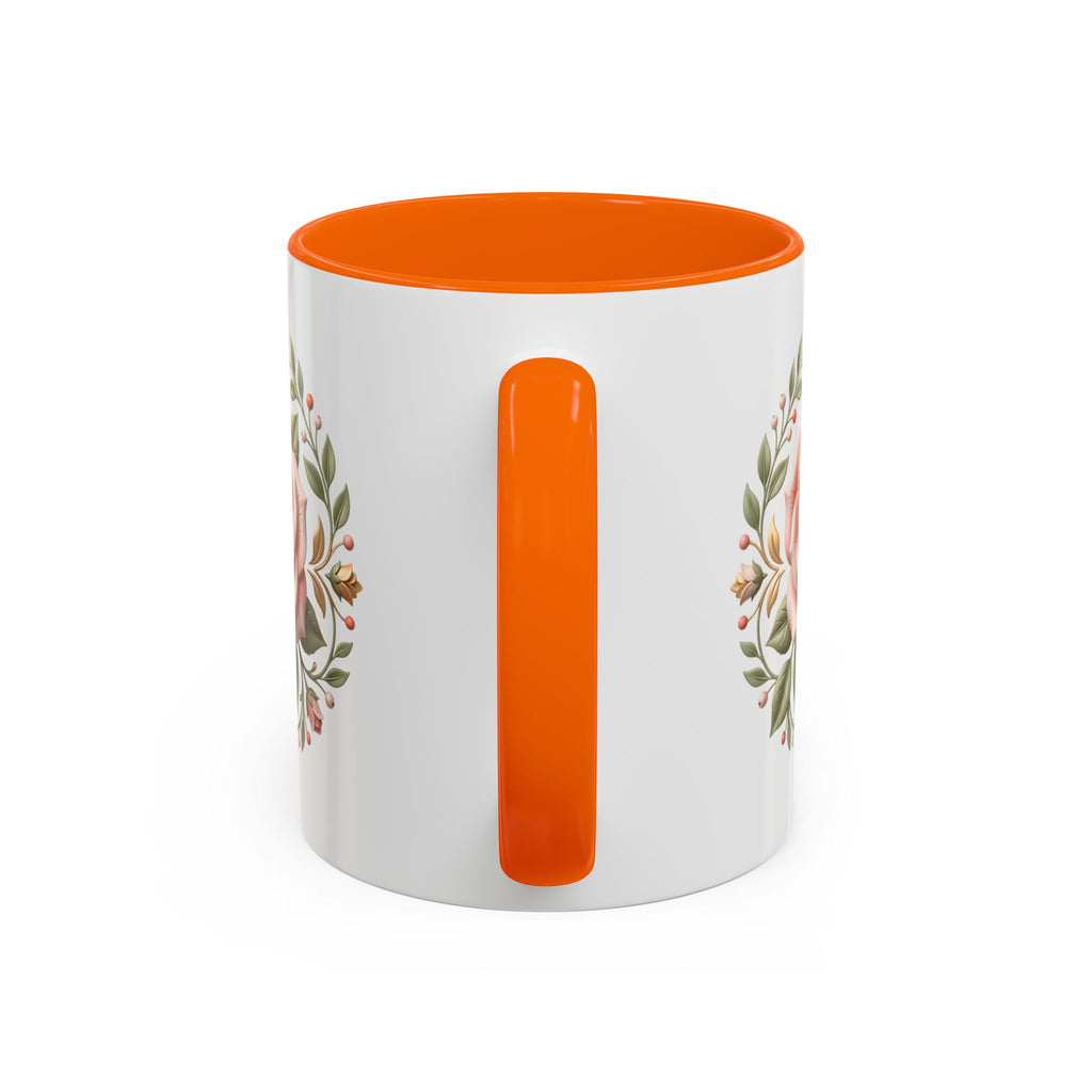 Rose Wreath Accent Coffee Mug — Floral 11/15oz Tea & Coffee Cup