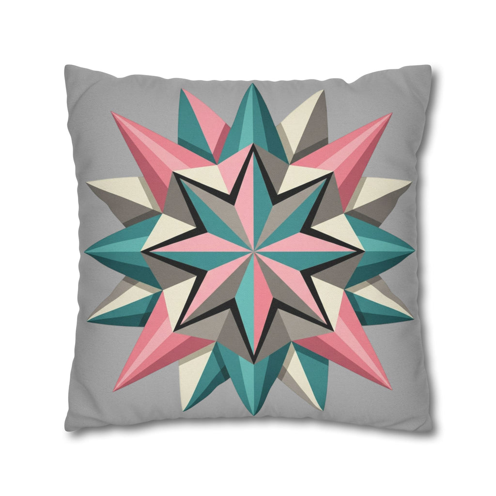 Geometric Starburst Throw Pillowcase — Pink Teal Modern Accent