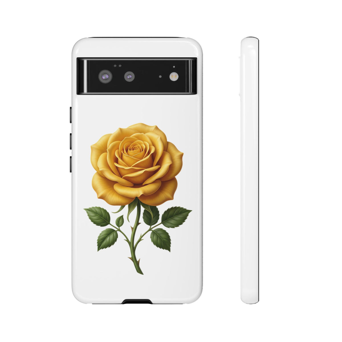 Yellow Rose Phone Case — Vintage Floral Tough Protective Cover