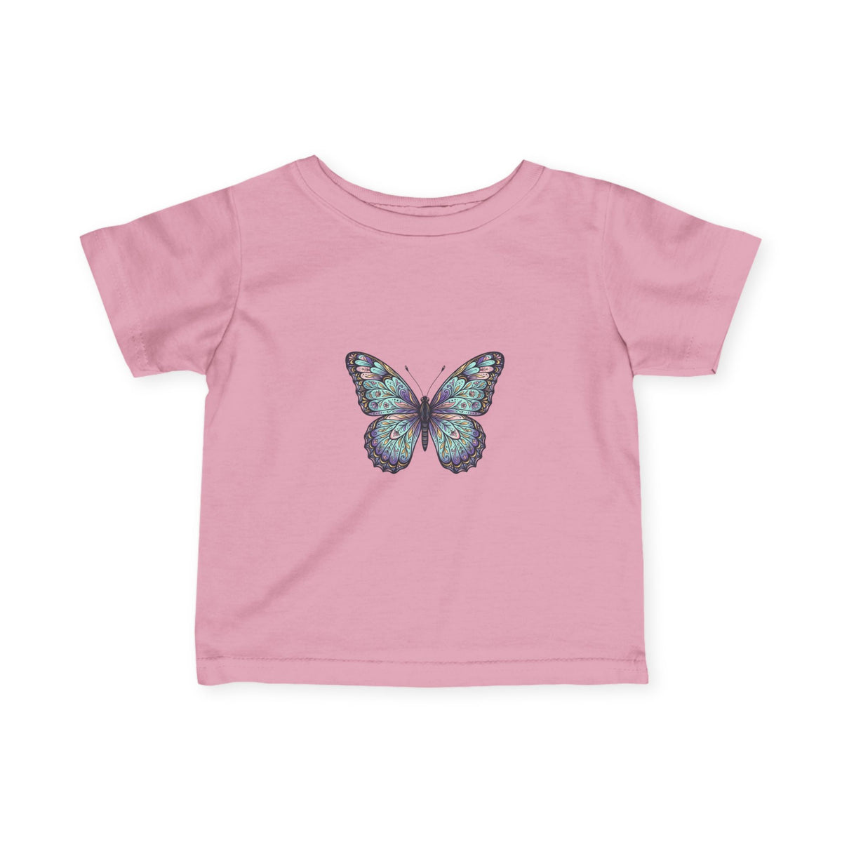 Infant Butterfly Tee — Pastel Blue Floral Butterfly Baby Shirt