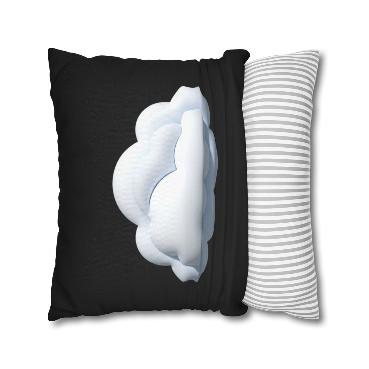 Cloud Graphic Black Pillowcase — Soft White Cloud on Black Decorative Pillow Cover