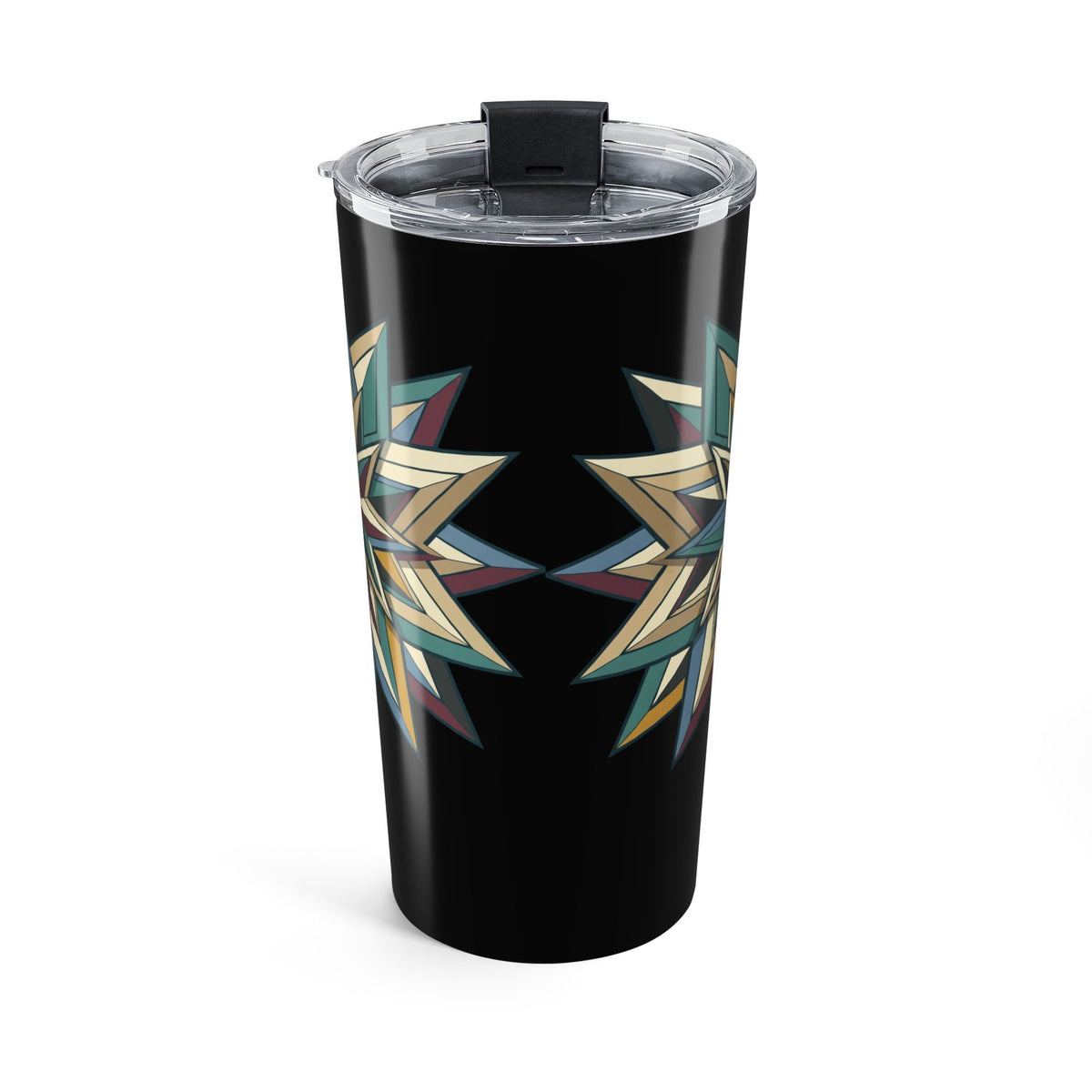 20oz Geometric Star Tumbler — Insulated Stainless Travel Cup- Black