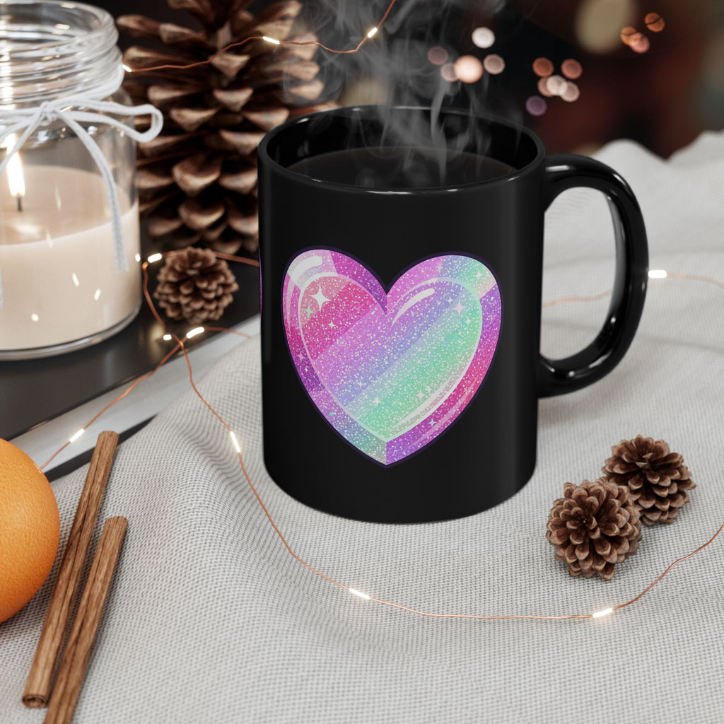 Glittery Heart Black Mug (11oz, 15oz)