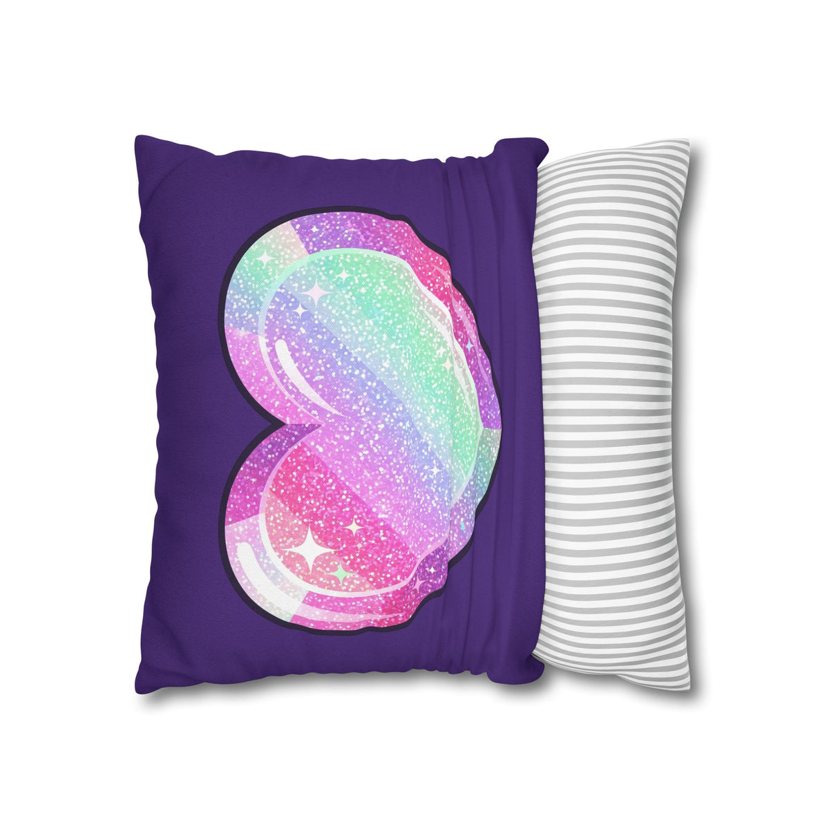 Pastel Glitter Heart Pillowcase Spun Polyester Square Pillowcase- Dark Purple