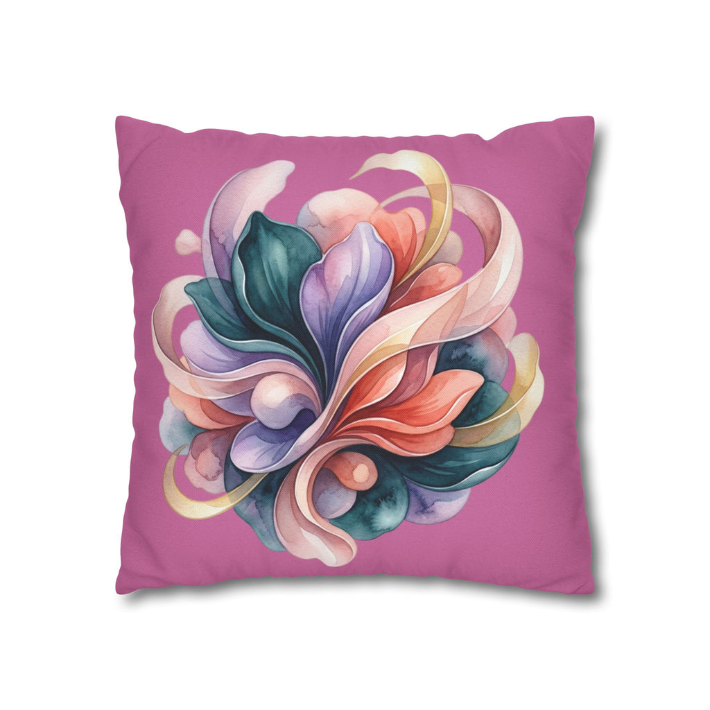 Floral Swirl Decorative Pillow — Pink Abstract Botanical Accent