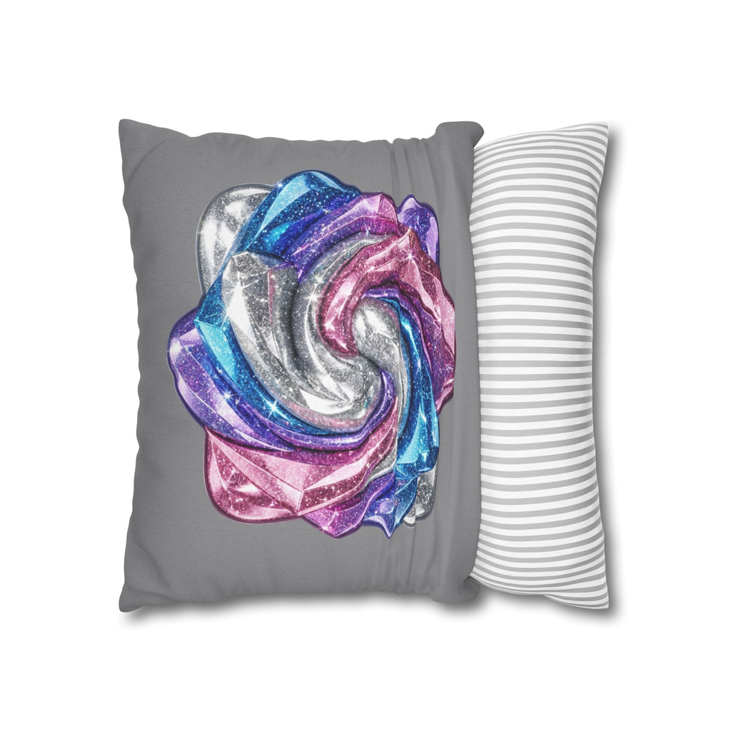 3D Glitter Design Grey Spun Polyester Square Pillowcase
