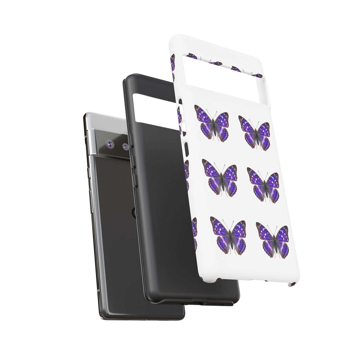 Purple Butterfly Tough Phone Case — Durable Protective iPhone Case with Repeating Butterfly Pattern
