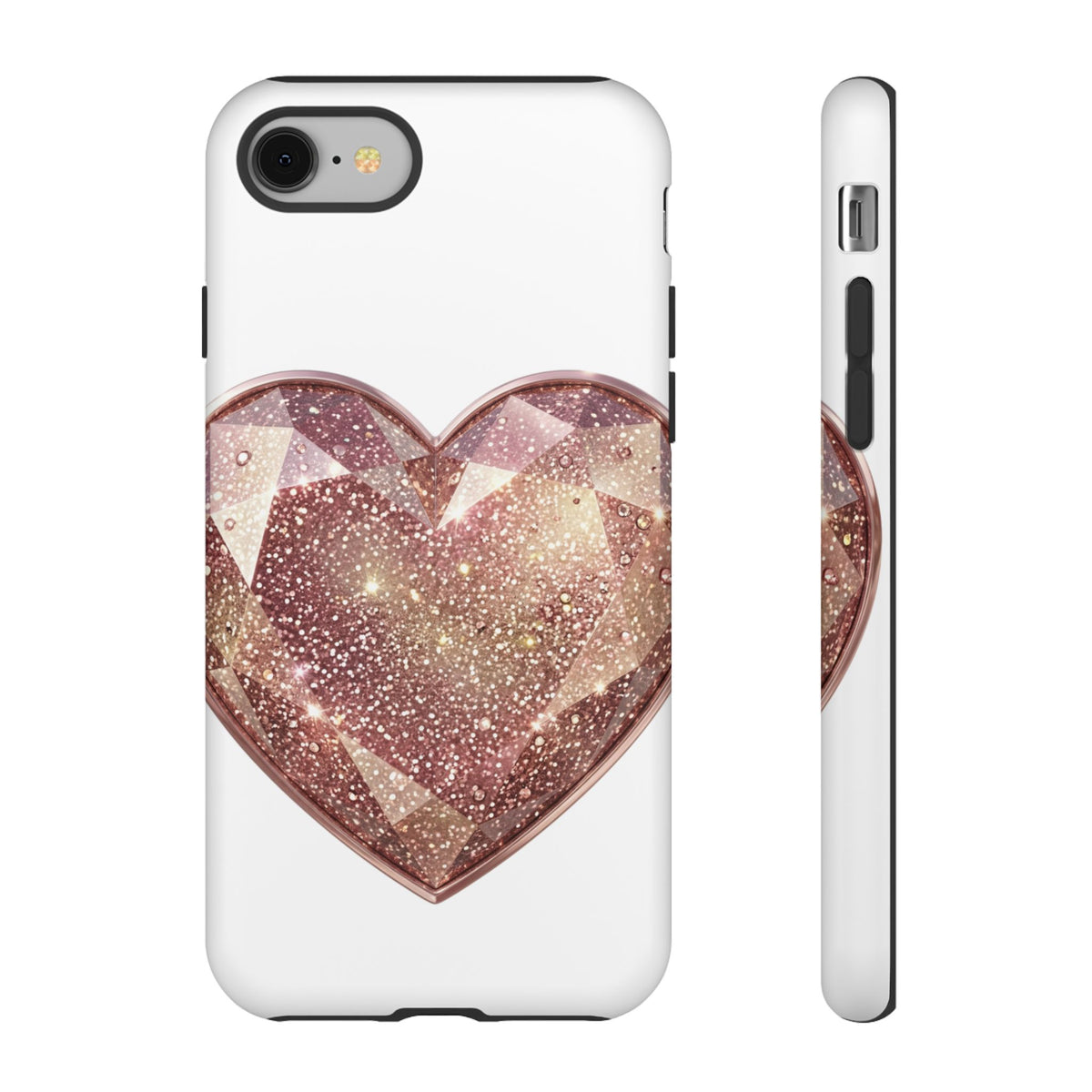 Rose Gold Glitter Crystal Heart Phone Case