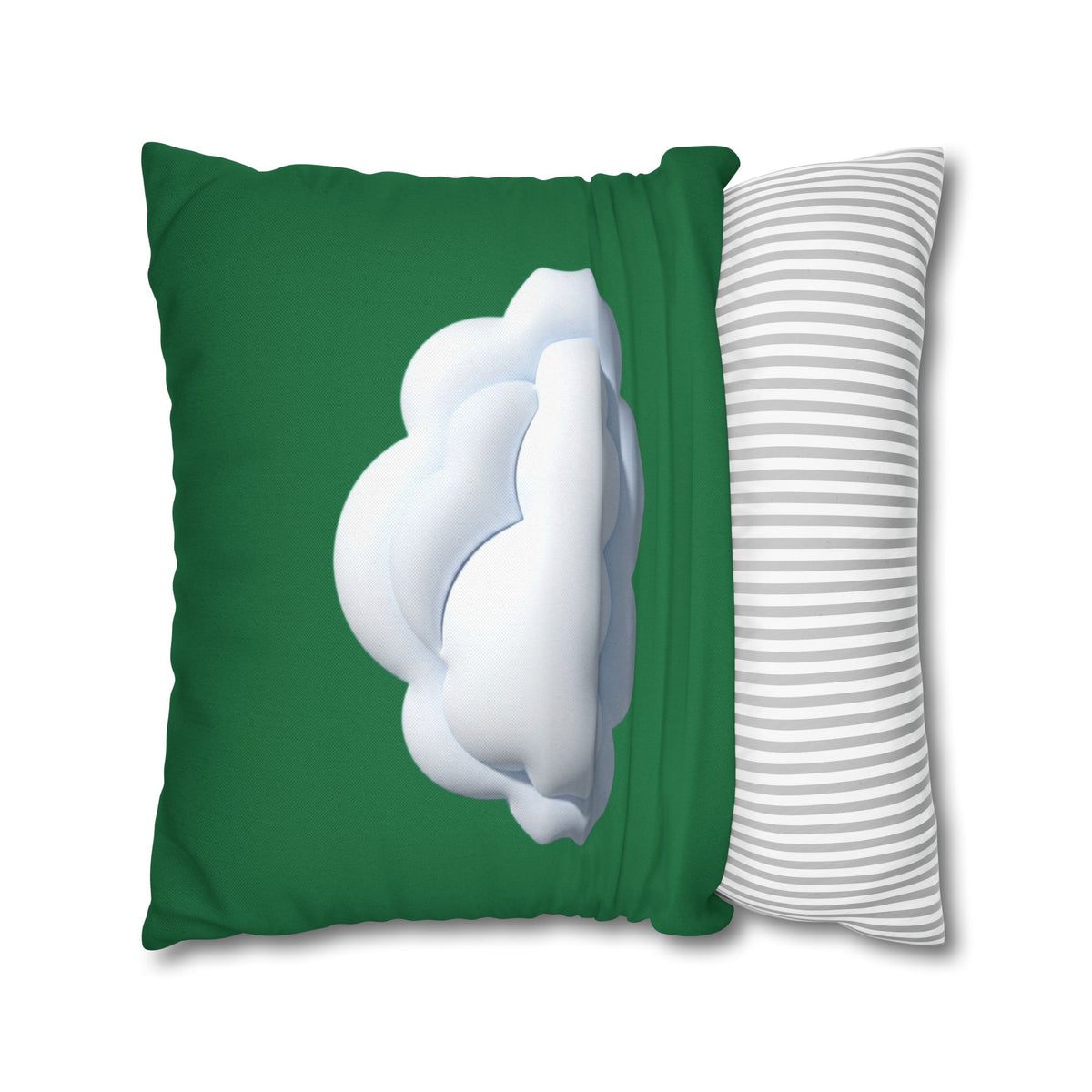 Cloud Graphic Pillowcase — Dark Green Decorative Throw Pillow Cover