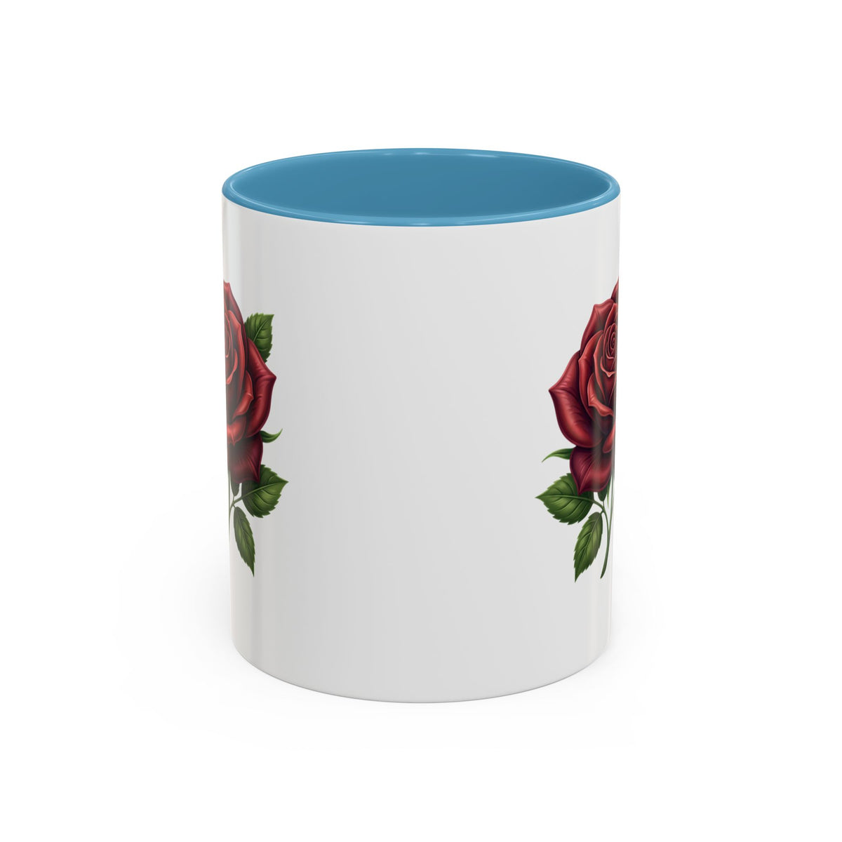 Red Rose Accent Coffee Mug — Floral Ceramic Coffee Cup (11/15oz)