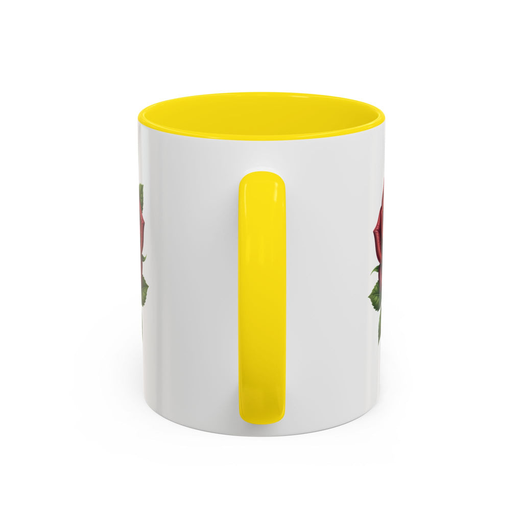 Red Rose Accent Coffee Mug — Floral Ceramic Coffee Cup (11/15oz)