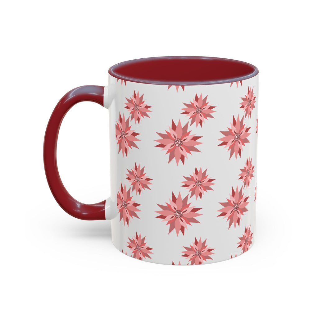 Pink Geometric Floral Accent Coffee Mug — 11/15oz