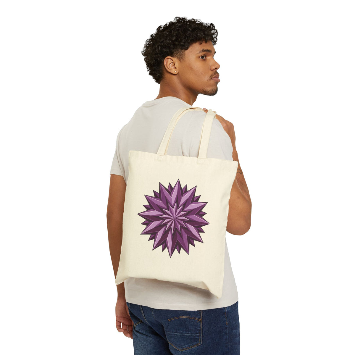 Canvas Tote — Purple Geometric Starburst Tote Bag