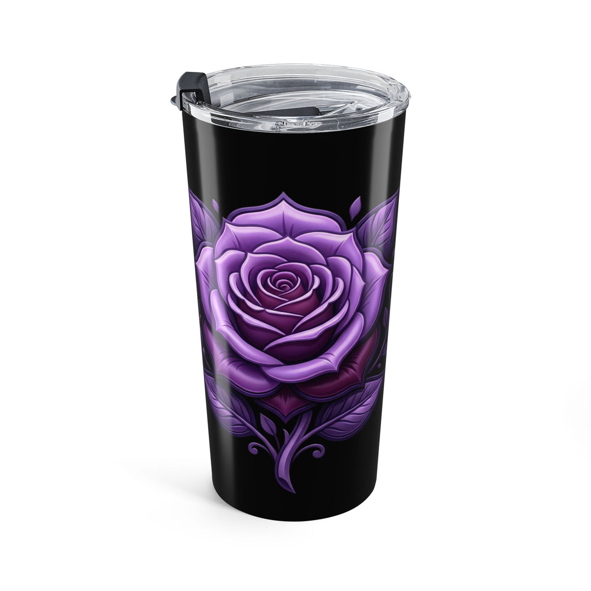20oz Purple Rose Tumbler — Insulated Floral Travel Cup