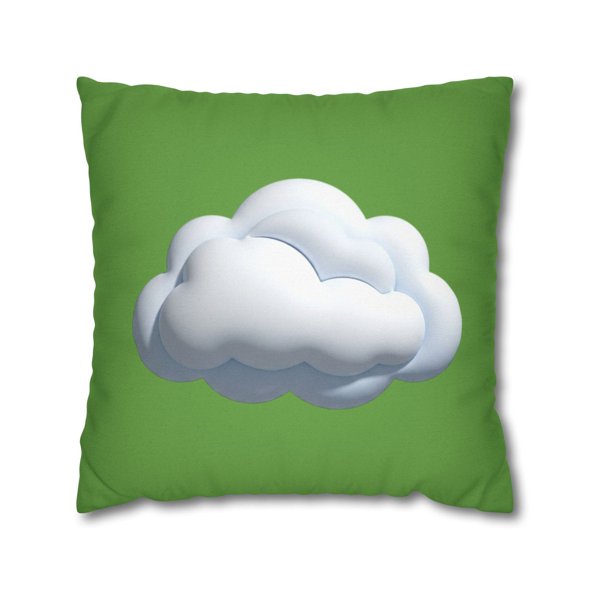 Green Cloud Decorative Pillowcase — Soft White Cloud Accent Cushion Cover