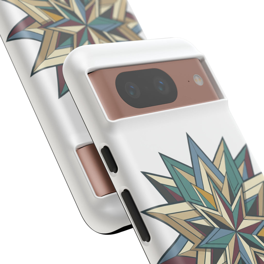 Geometric Star Phone Case — Teal & Earthtone Mandala Design