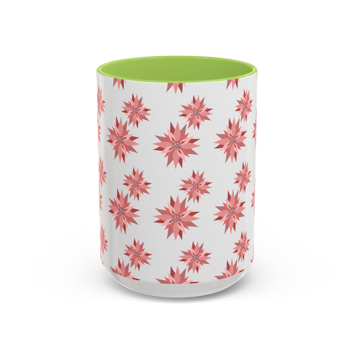 Pink Geometric Floral Accent Coffee Mug — 11/15oz