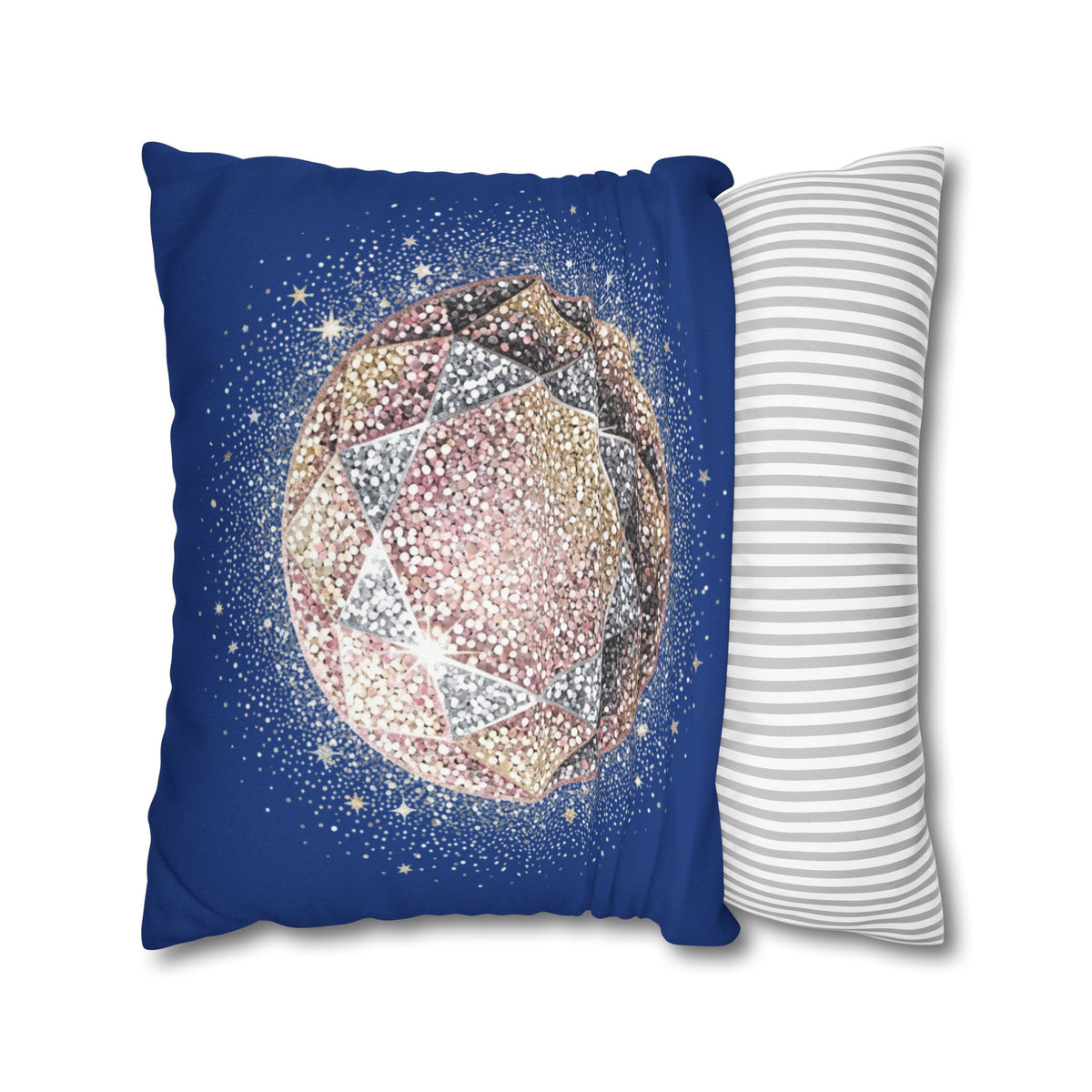 Glittery Navy Spun Polyester Square Pillowcase
