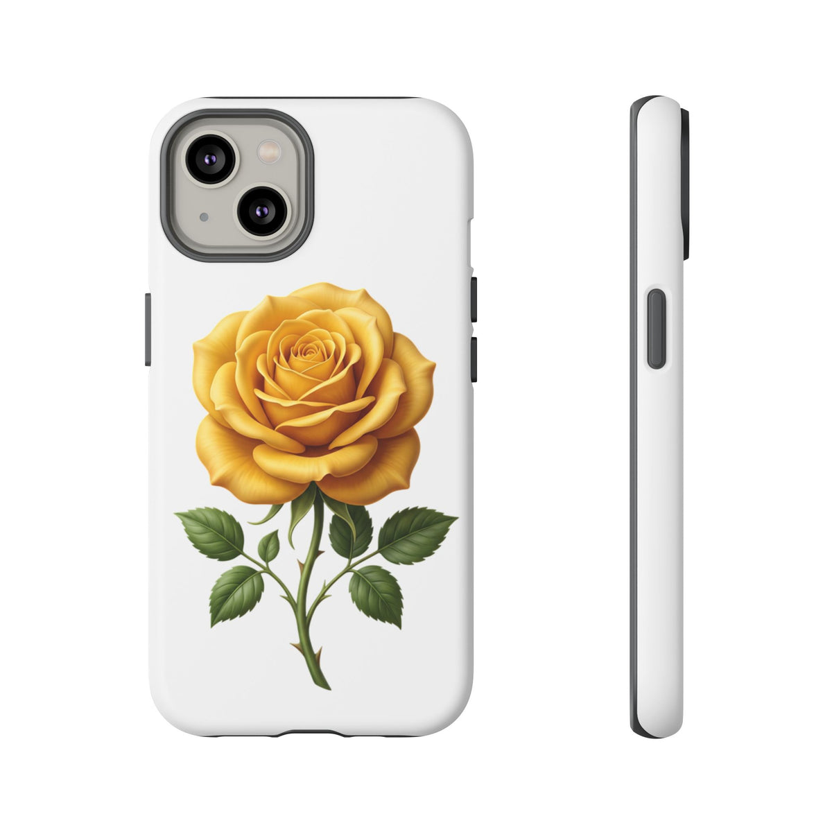 Yellow Rose Phone Case — Vintage Floral Tough Protective Cover