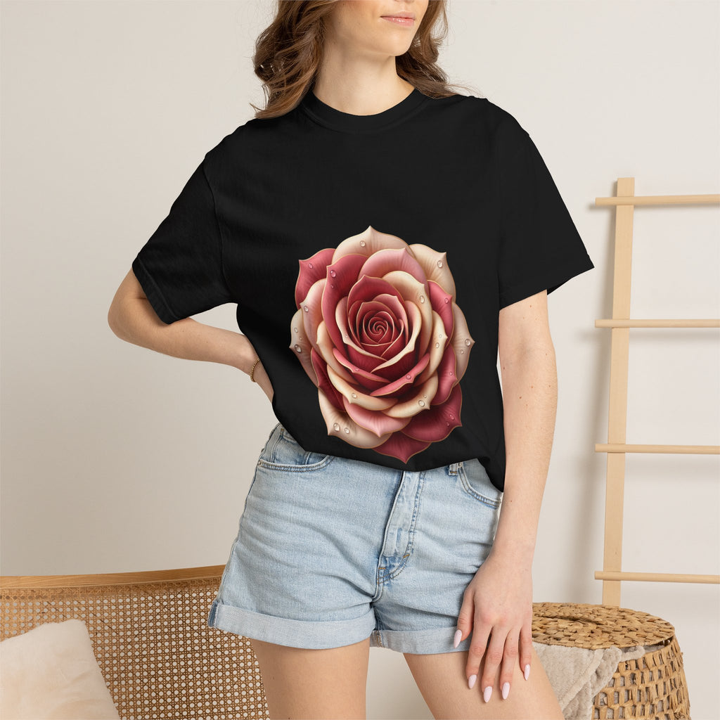 Rose Bloom Graphic T-Shirt — Realistic Pink Rose Floral Tee